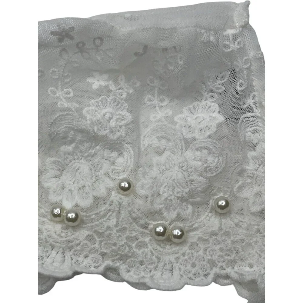 Nihao Girls Bonnet Hat‎ Size Small Lace Pearls